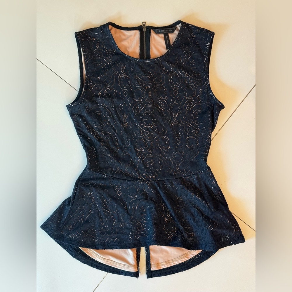 BCBG MaxAzria peplum lace blouse